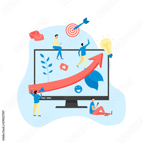 The man go to the goal. Success and business concept