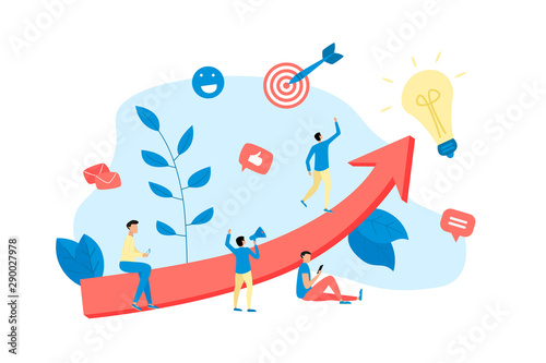 The man go to the goal. Success and business concept