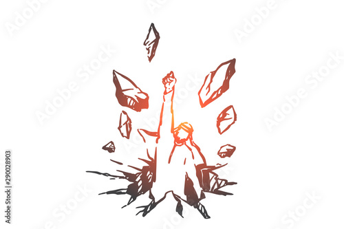 Freedom struggle, determination concept sketch. Hand drawn isolated vector