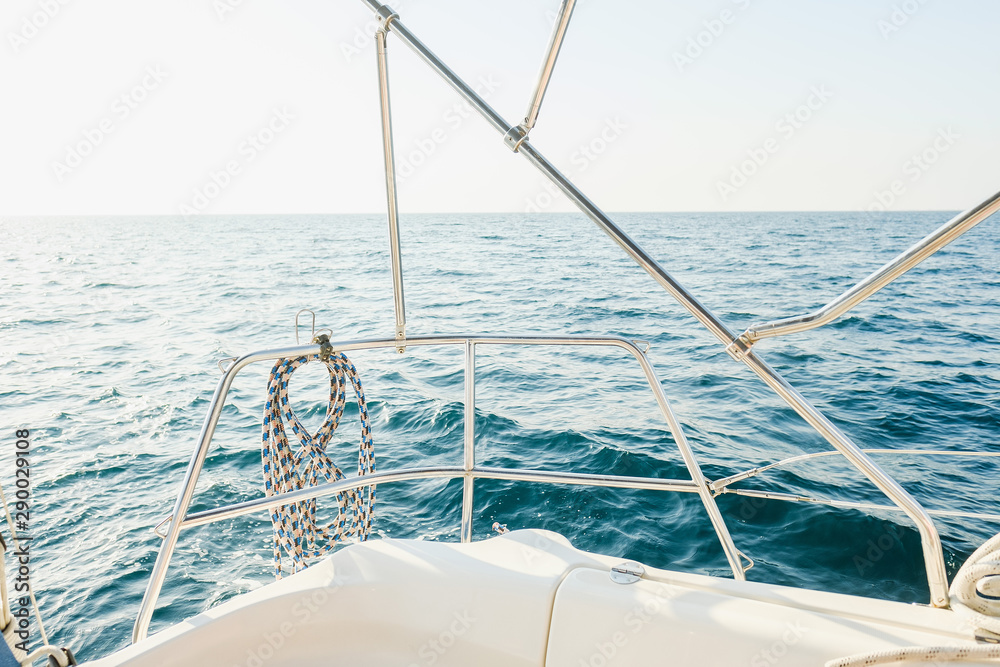 Yacht board. Sailing ship. Sport, vacation, travel, summer activity concept 