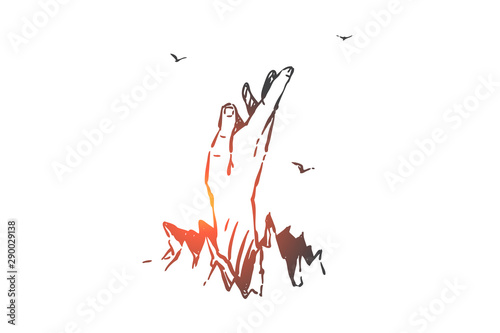 Liberty, autonomy, determination concept sketch. Hand drawn isolated vector
