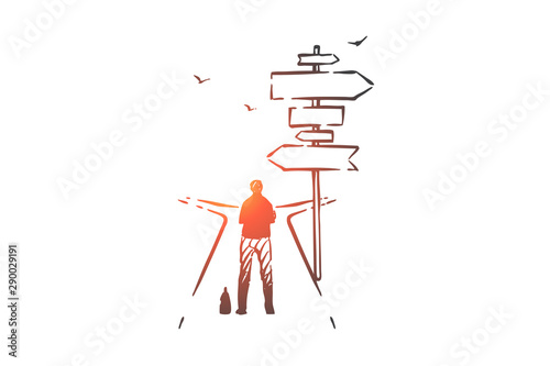 Important choice, opportunity concept sketch. Hand drawn isolated vector photo