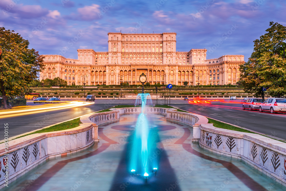 Bucharest, Romania. The Palace of Parliament. - obrazy, fototapety, plakaty 