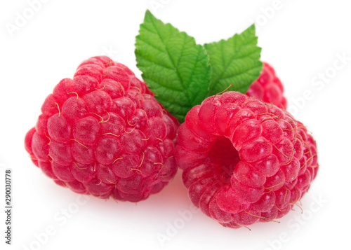 Fresh raspberry on white background