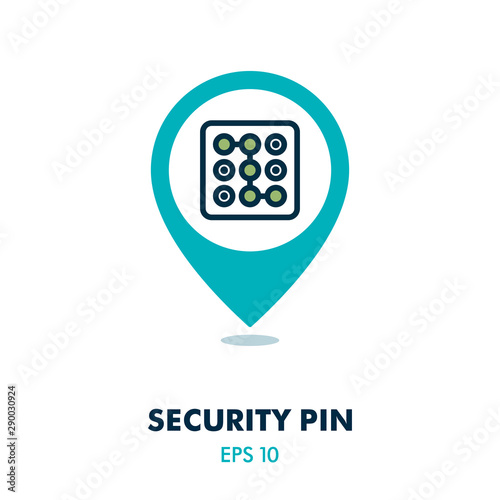 Security code pin map icon. Phone lock