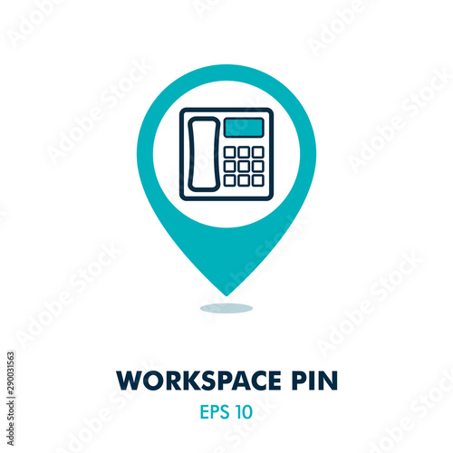 Phone pin map icon. Workspace sign photo