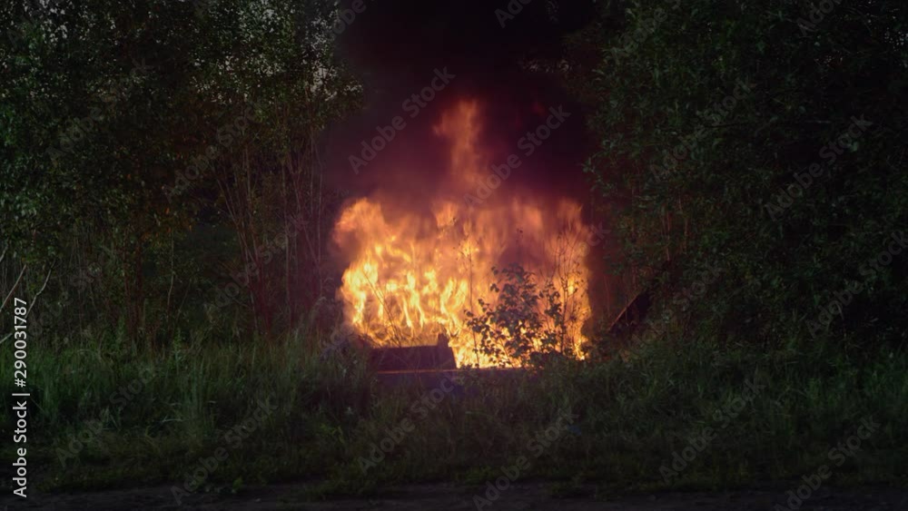 Burning car after an accident Burning car after an accident