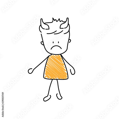 Character with sad with horns emoji