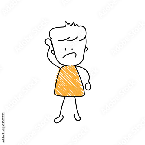 Character with scared emoji