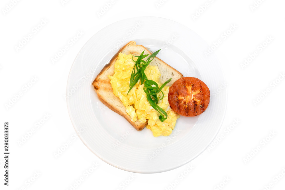 Traditional breakfast plate with eggs and toast Traditional breakfast plate with eggs and toast