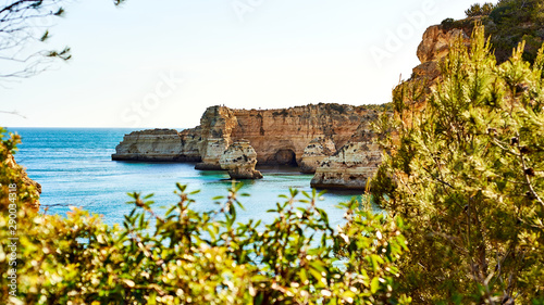 Marinha beach - one of the most famous beaches of Portugal, on the Atlantic coast in Lagoa Municipality, Algarve.