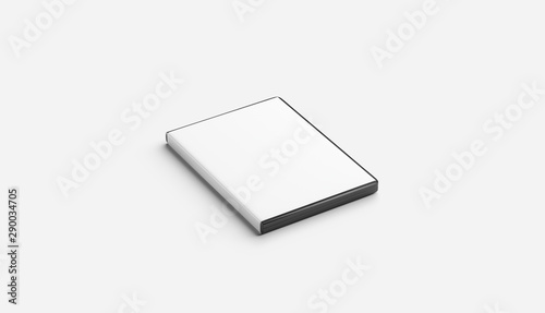 Blank white closed dvd disk case mock up, isolated photo