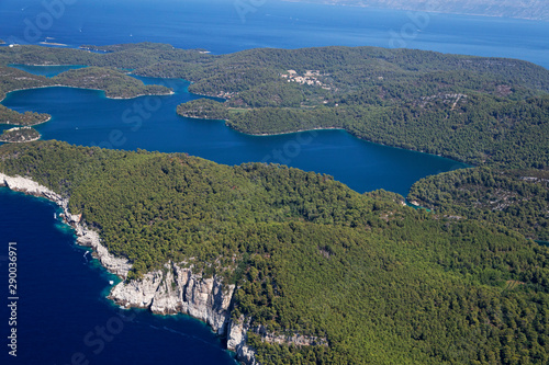 Fototapeta Naklejka Na Ścianę i Meble -  Aerial view of salt lakes in Mljet Island, Croatia