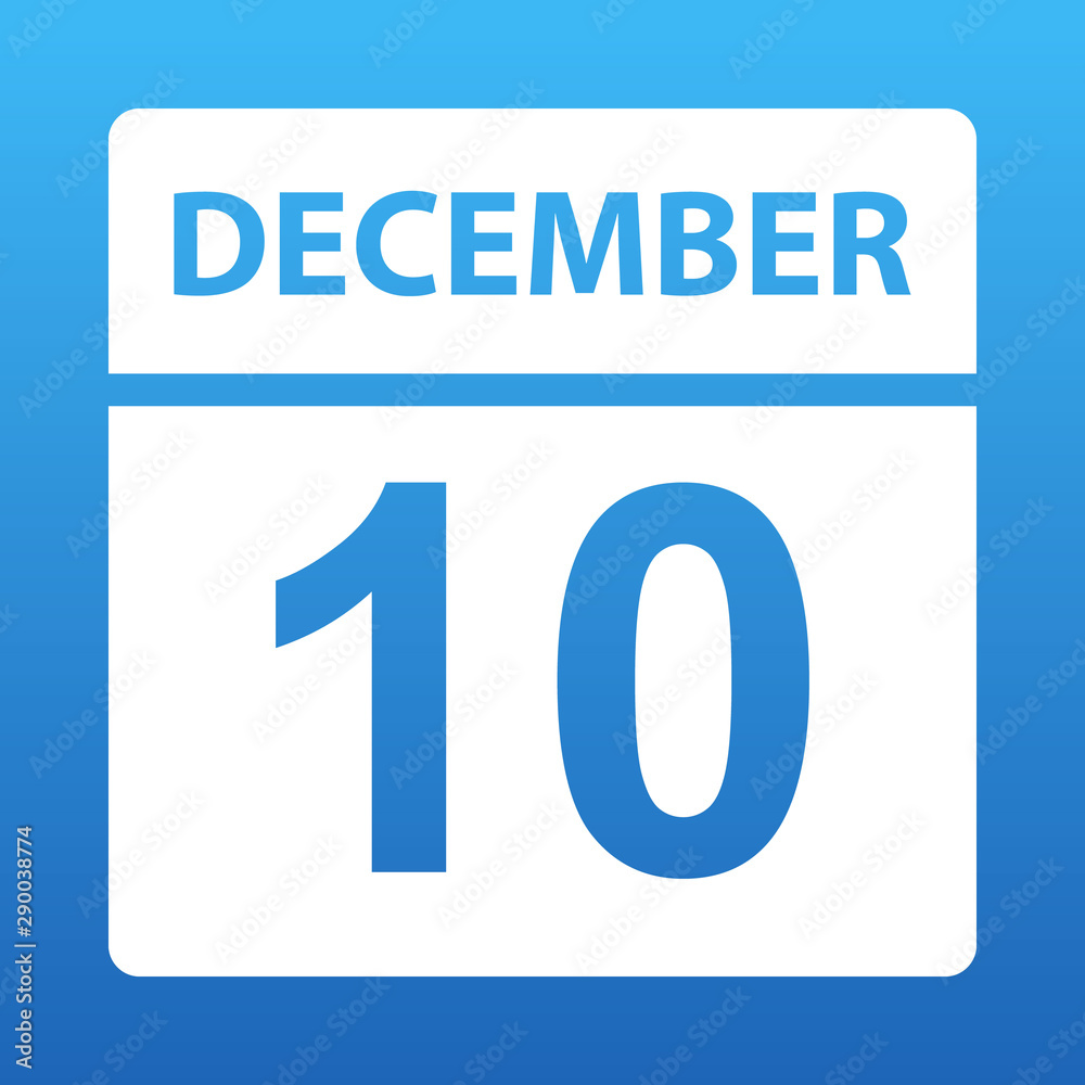 December 10. White calendar on a colored background. Day on the calendar. Tenth of december. Illustration. December 10. White calendar on a colored background. Day on the calendar. Tenth of december. Illustration.