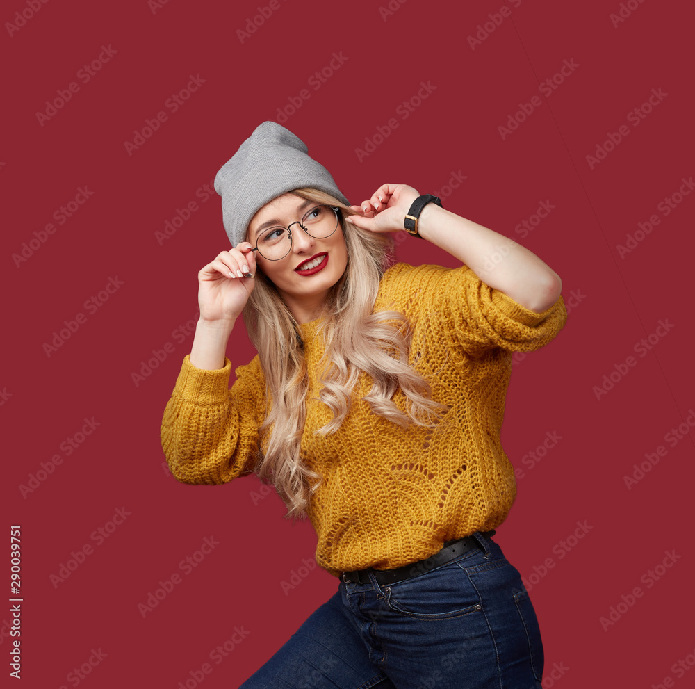 beautiful christmas woman in yellow sweater beautiful christmas woman in yellow sweater