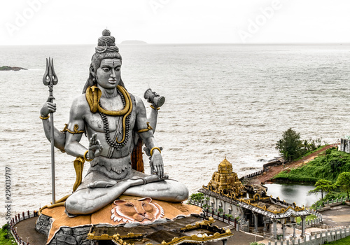 Very Famous and Magnificent statue of Lord Shiva in Murdeshwar  Karnataka. This 123 feet statue is situated on the coast of Arabian sea and is the second tallest statue of God Shiva of Hindu mythology