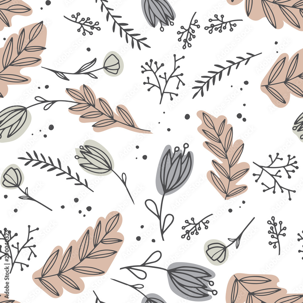 Pastel floral pattern. Simple flowers for fabric, wrapping, wallpaper, paper. Baby print. Stock Illustration | Adobe Stock