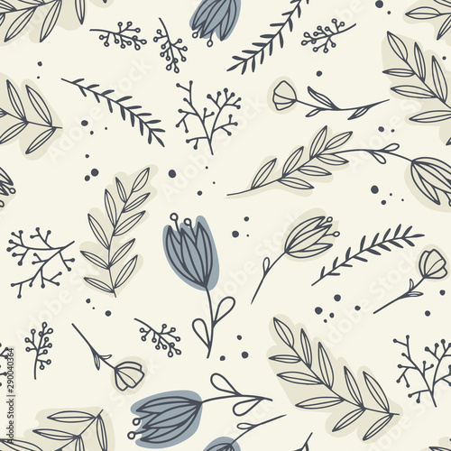 Seamless pattern with different   flowers. Flowers for textile, wallpaper,  scrapbooking