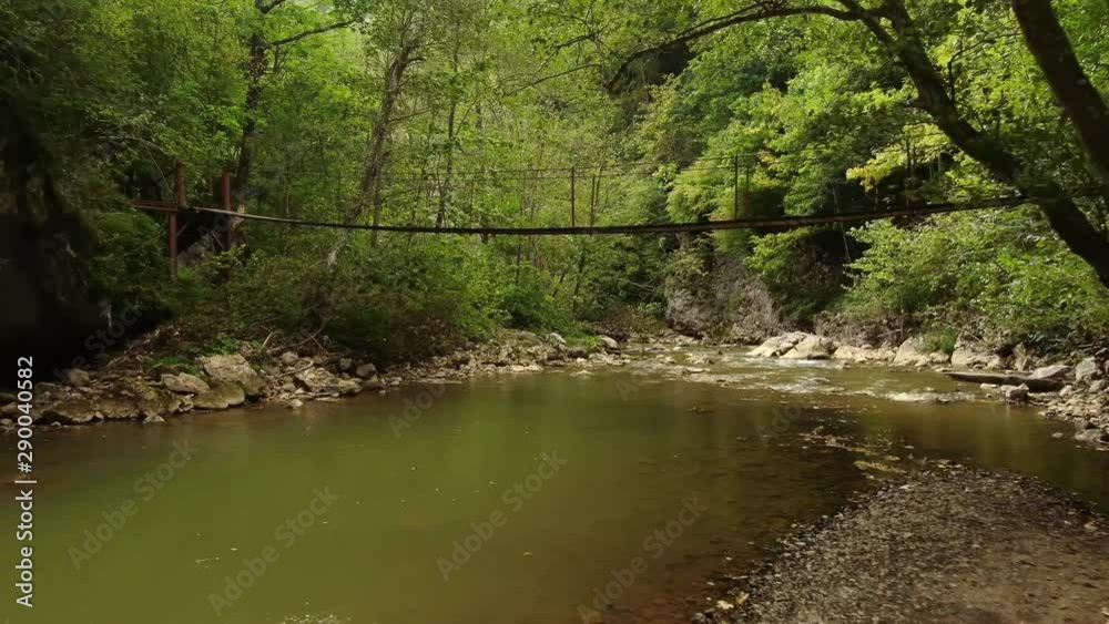 Aerial flight above forest and creek. 4k drone video Aerial flight above forest and creek. 4k drone video