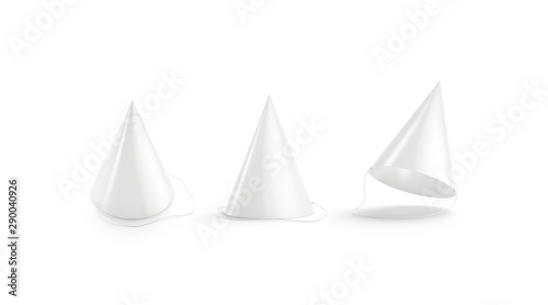 Blank white party hat mock up set, isolated