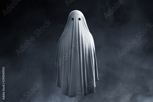 Obraz na plátně Scary ghost on dark background