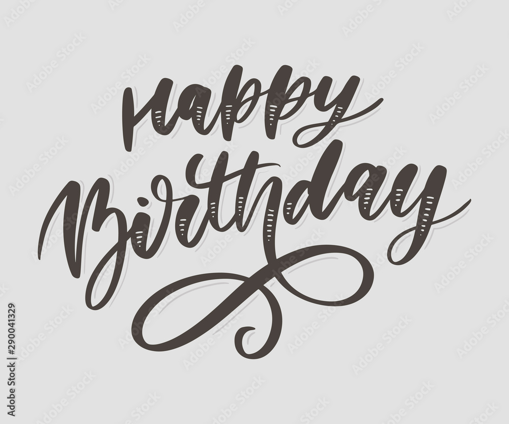 Happy Birthday lettering calligraphy brush gradient sticker vector Happy Birthday lettering calligraphy brush gradient sticker vector
