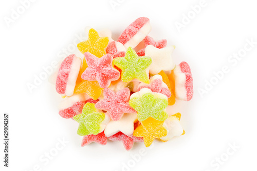 Juicy colorful jelly  stars sweets isolated on white. Gummy candies. © Nikolay