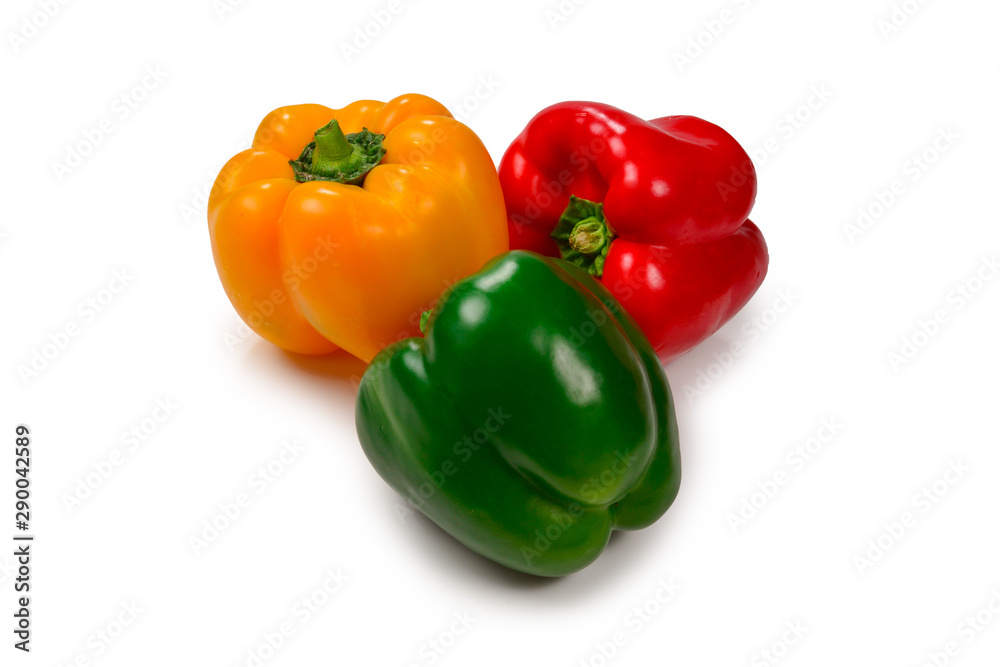 Group of bell peppers isolated on white background. Group of bell peppers isolated on white background.