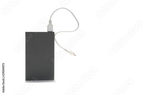powerbank with usb wire for smartphone and tablet isolated on white background