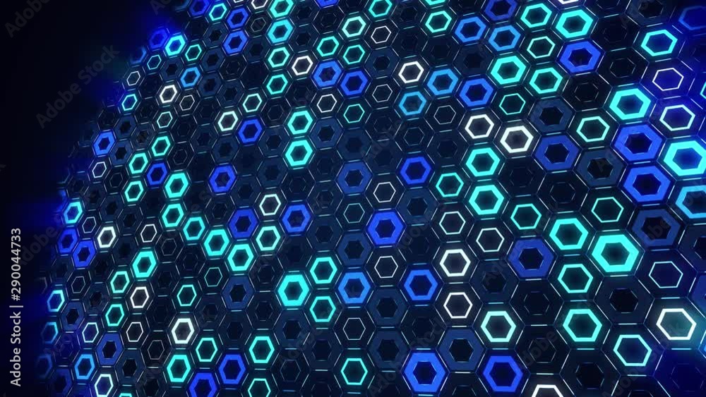 4k animation hexagon grid equalizer black centre