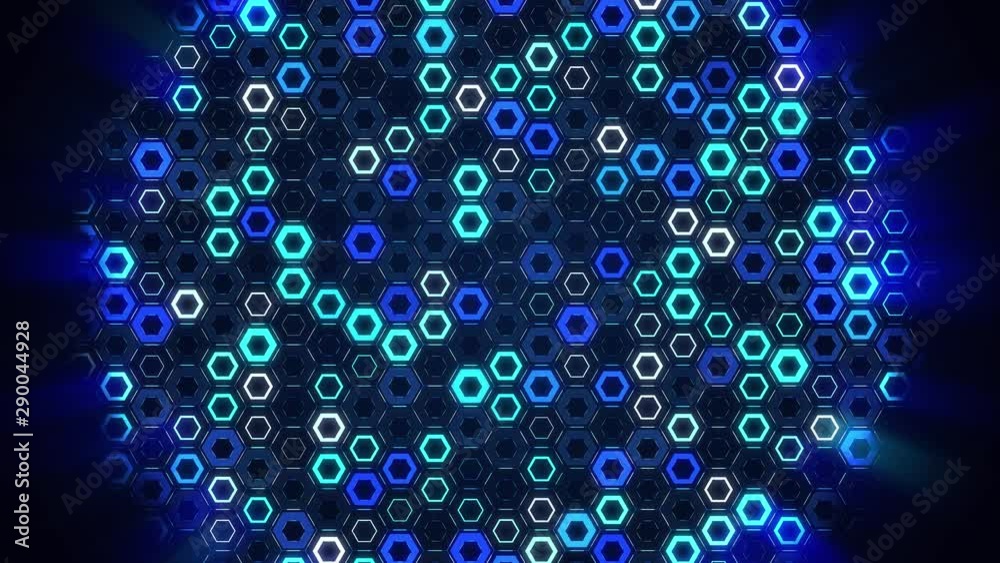 4k animation hexagon grid equalizer black centre