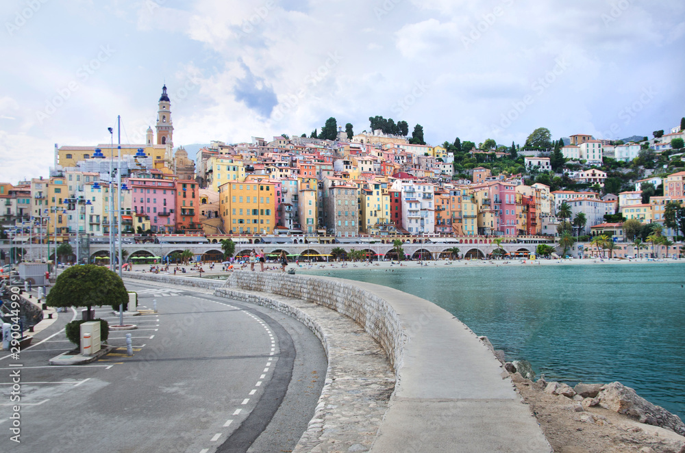 Colorful houses in old part of Menton, French Riviera, France