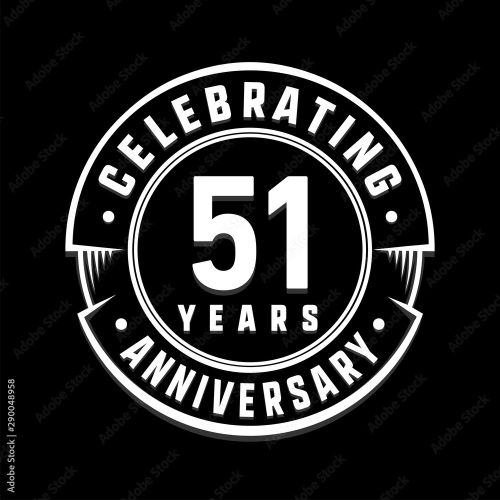 Celebrating 51st years anniversary logo design. Fifty-one years logotype. Vector and illustration.