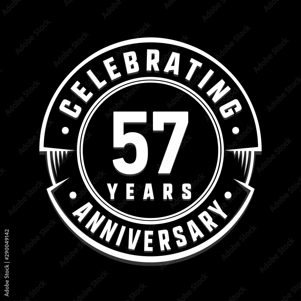 Celebrating 57th years anniversary logo design. Fifty-seven years logotype. Vector and illustration.
