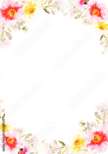 Greeting card with watercolor flowers handmade.