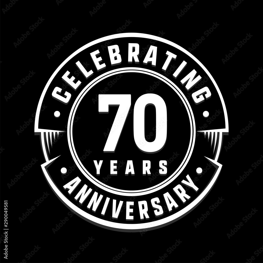Celebrating 70th years anniversary logo design. Seventy years logotype. Vector and illustration.