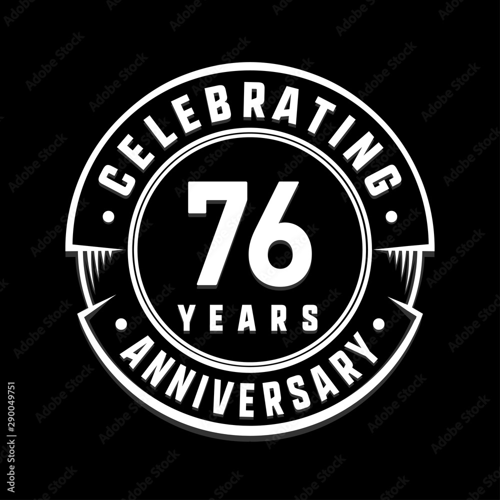 Celebrating 76th years anniversary logo design. Seventy-six years logotype. Vector and illustration.