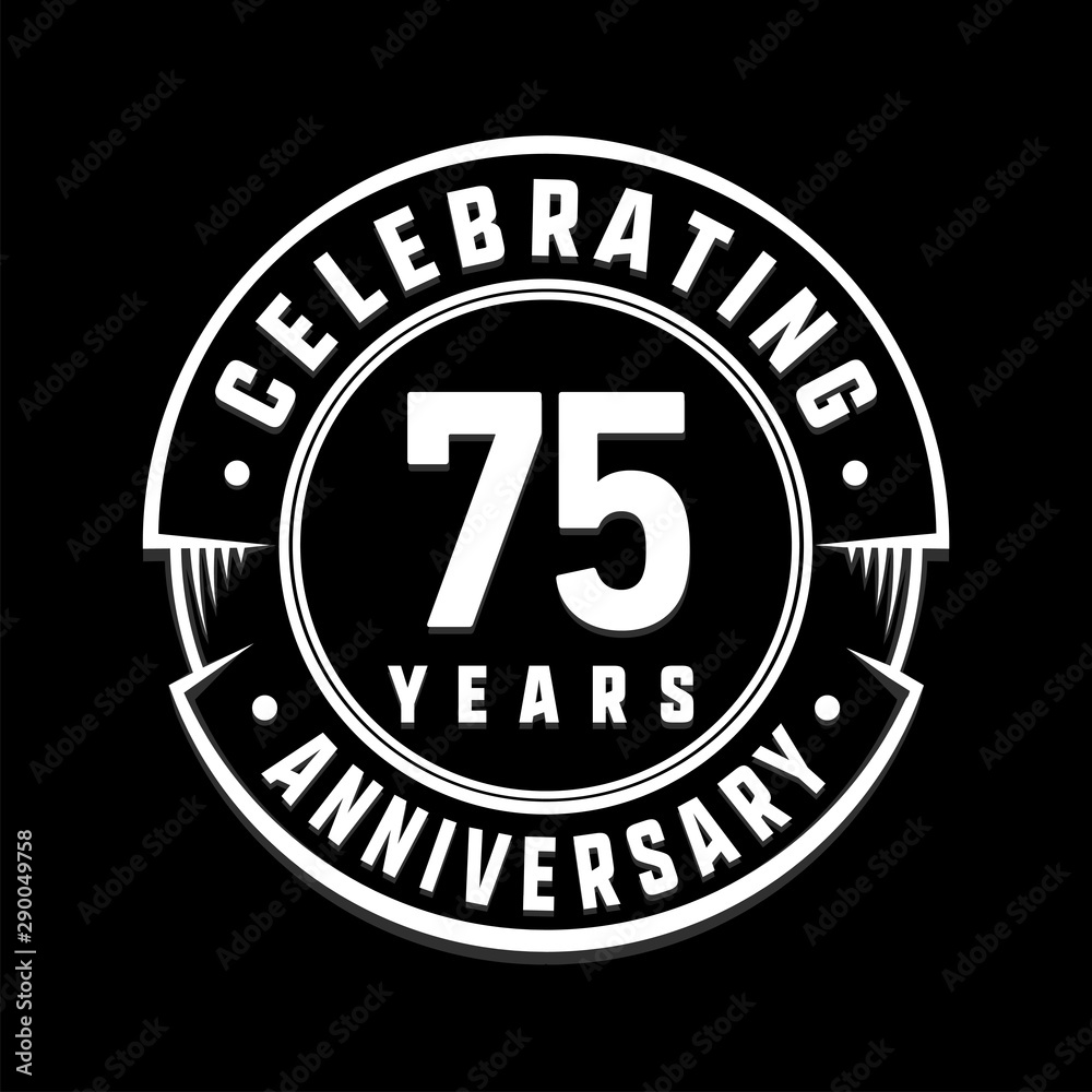 Celebrating 75th years anniversary logo design. Seventy-five years logotype. Vector and illustration.