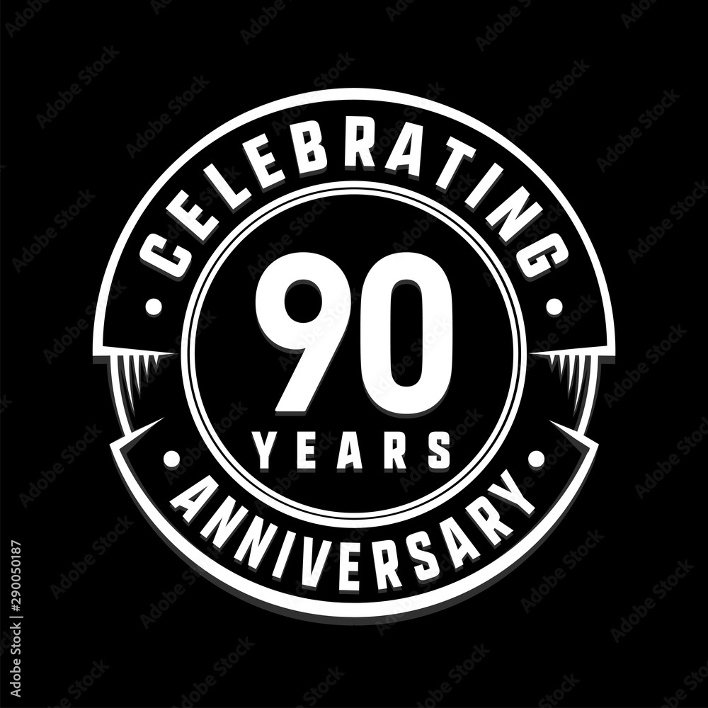 Fototapeta premium Celebrating 90th years anniversary logo design. Ninety years logotype. Vector and illustration.