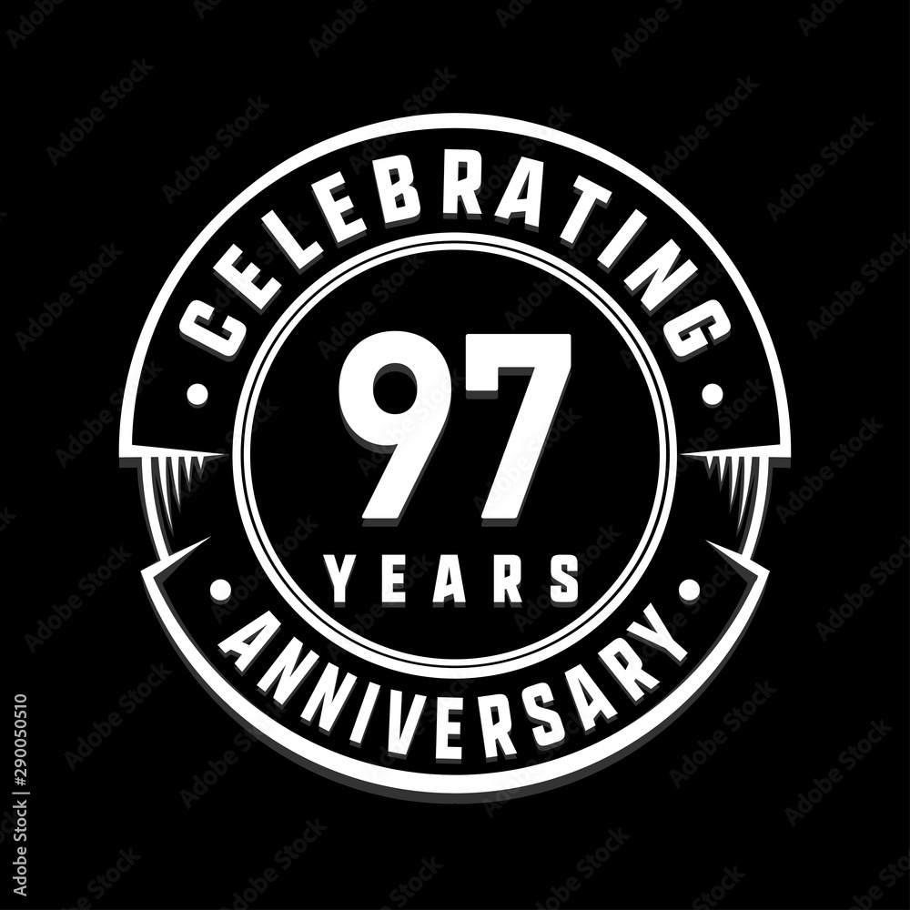 Celebrating 97th years anniversary logo design. Ninety-seven years logotype. Vector and illustration.