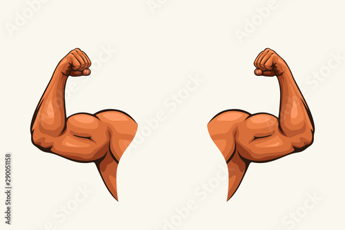 human hands biceps on white