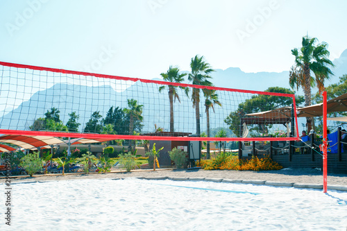 Volleyball net on beach. Beach Volleyball. © Sergey