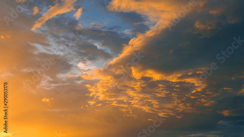 The image of the evening sky as the night approached the burning sky © teerapon