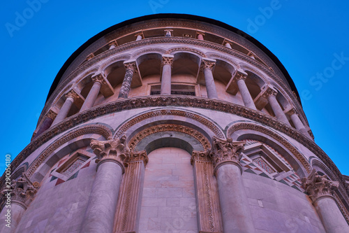 Leaning tower of Pisa, Italy. Sunrise in the city of Pisa