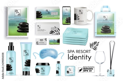 Spa Resort Identity, Realistic Logo with Stones.
