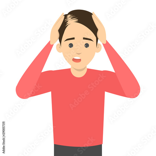Man suffering from the hair loss. Bald head. Alopecia disease