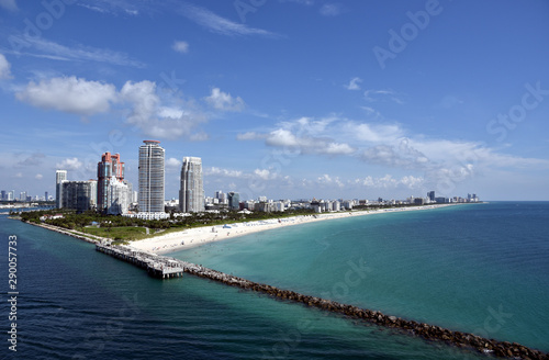 Panoramic view on the Miami South Beach, Florida. 