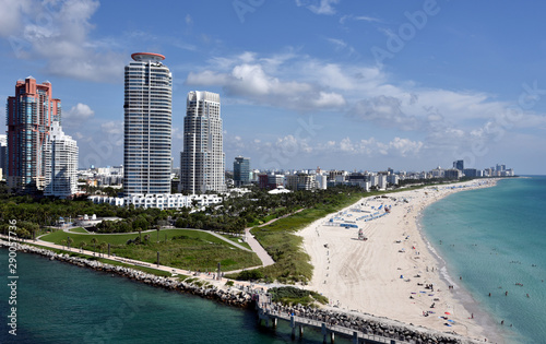 Panoramic view on the Miami South Beach, Florida. 