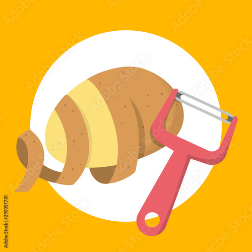 Peel potato concept. Cooking food at home, preparing