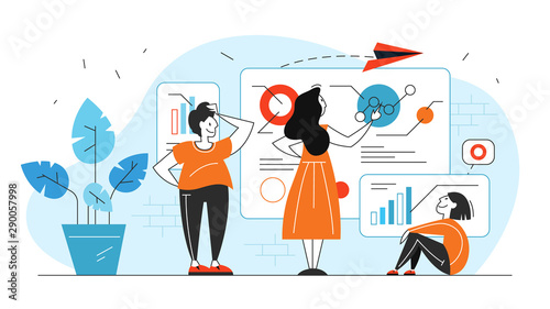 Business data analysis and analytics concept illustration